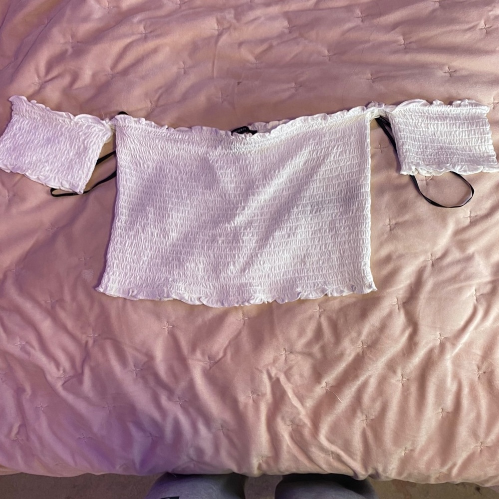 White Off the Shoulder Crop Top | Forever 21